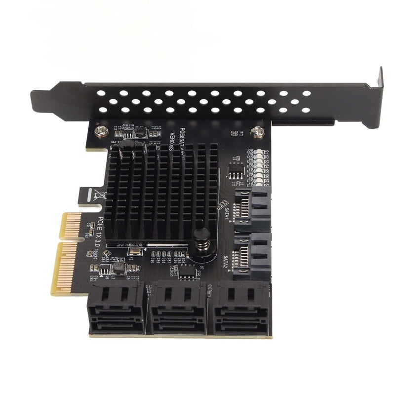 Ashata Controller PCI Express Expansion Card, SATA Card 8 Port Support Hot Swappable Boot System, Disk PCIE to SATA 3.0 Expansion Board with Short Baffle for - Image 1